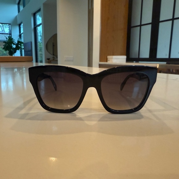 Celine Sunglasses | Triomphe Black and Gold 55mm Oversized Sunglasses - Picture 10 of 13